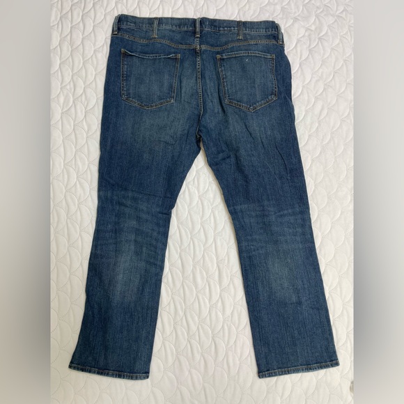 Denim Gold Mens Jeans Straight Leg Denim Blue Dark Wash Ripped Regular Fit 44x30 - Picture 12 of 14